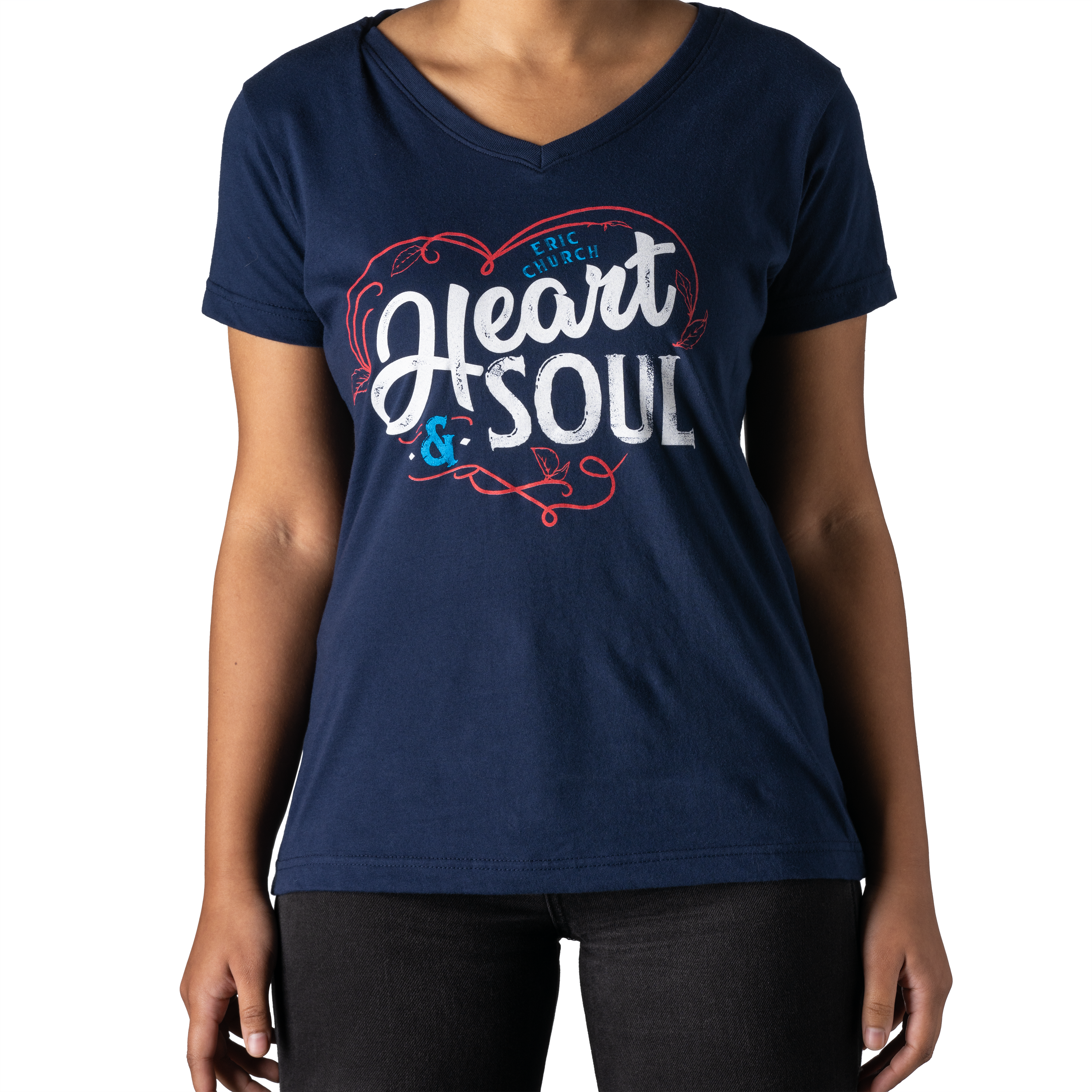 Heart & Soul Ladies V-Neck T-Shirt - Navy