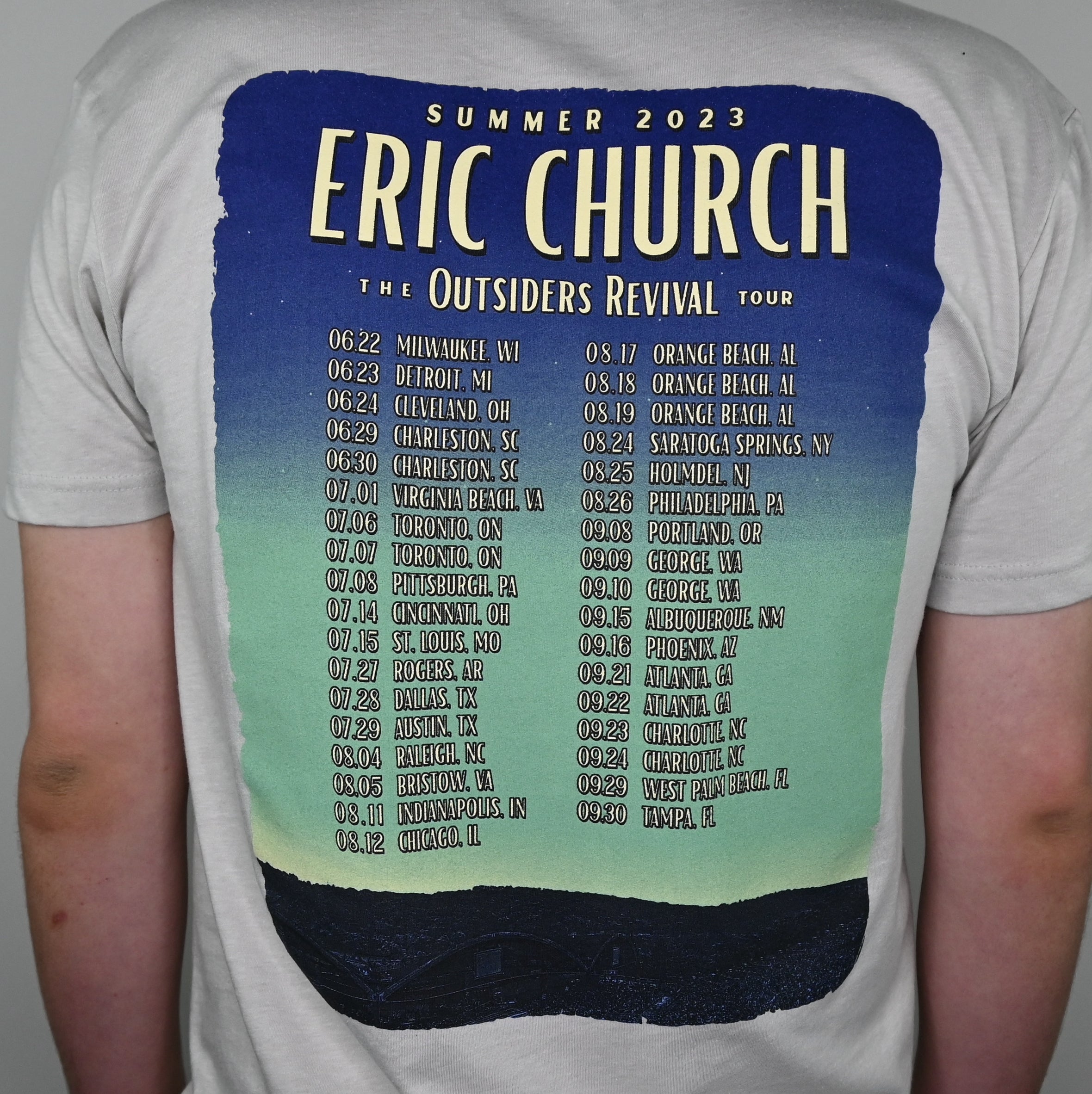 Outsiders Revival Tour Dates T-Shirt - Natural
