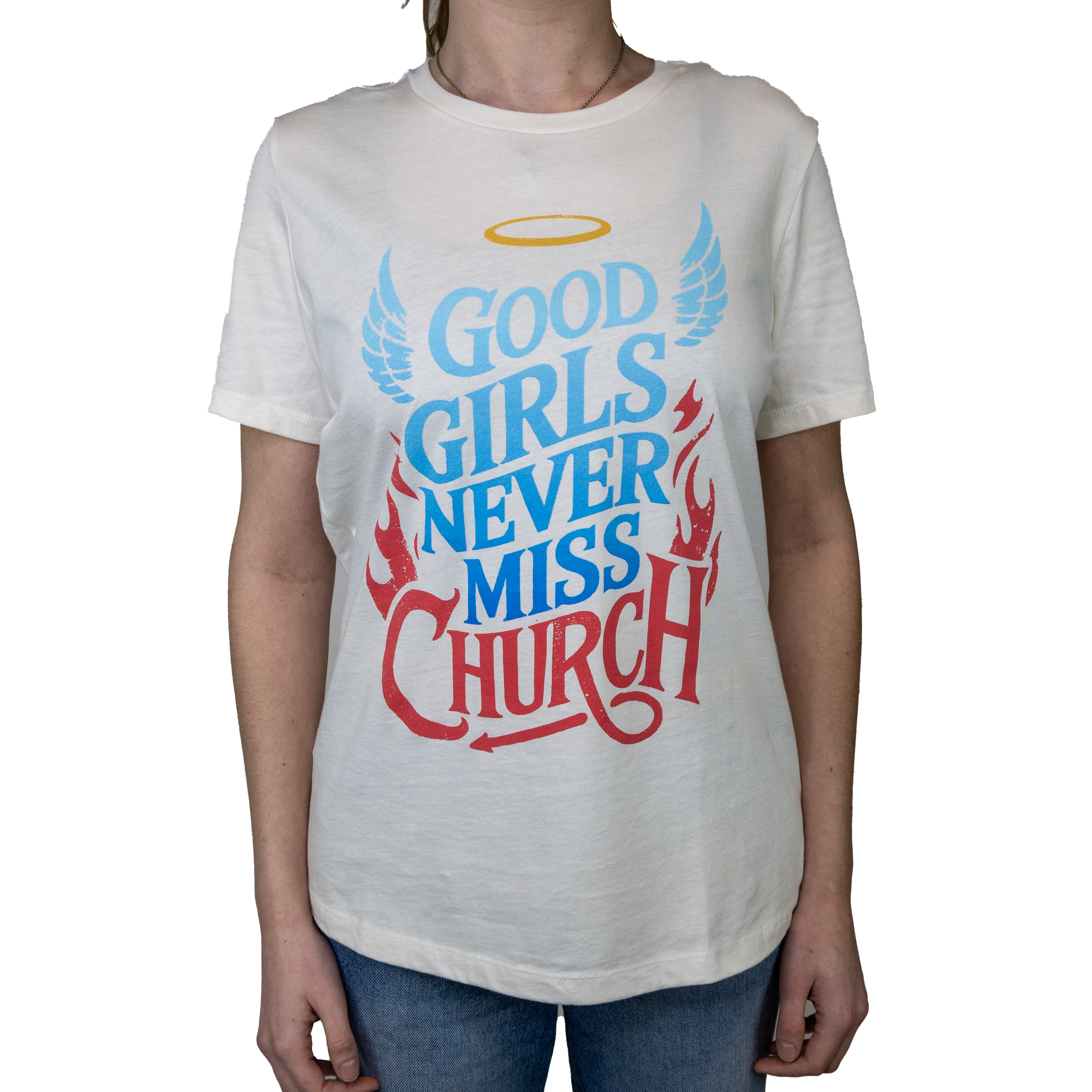 Good Girls Never Miss Church T-Shirt - Vintage White