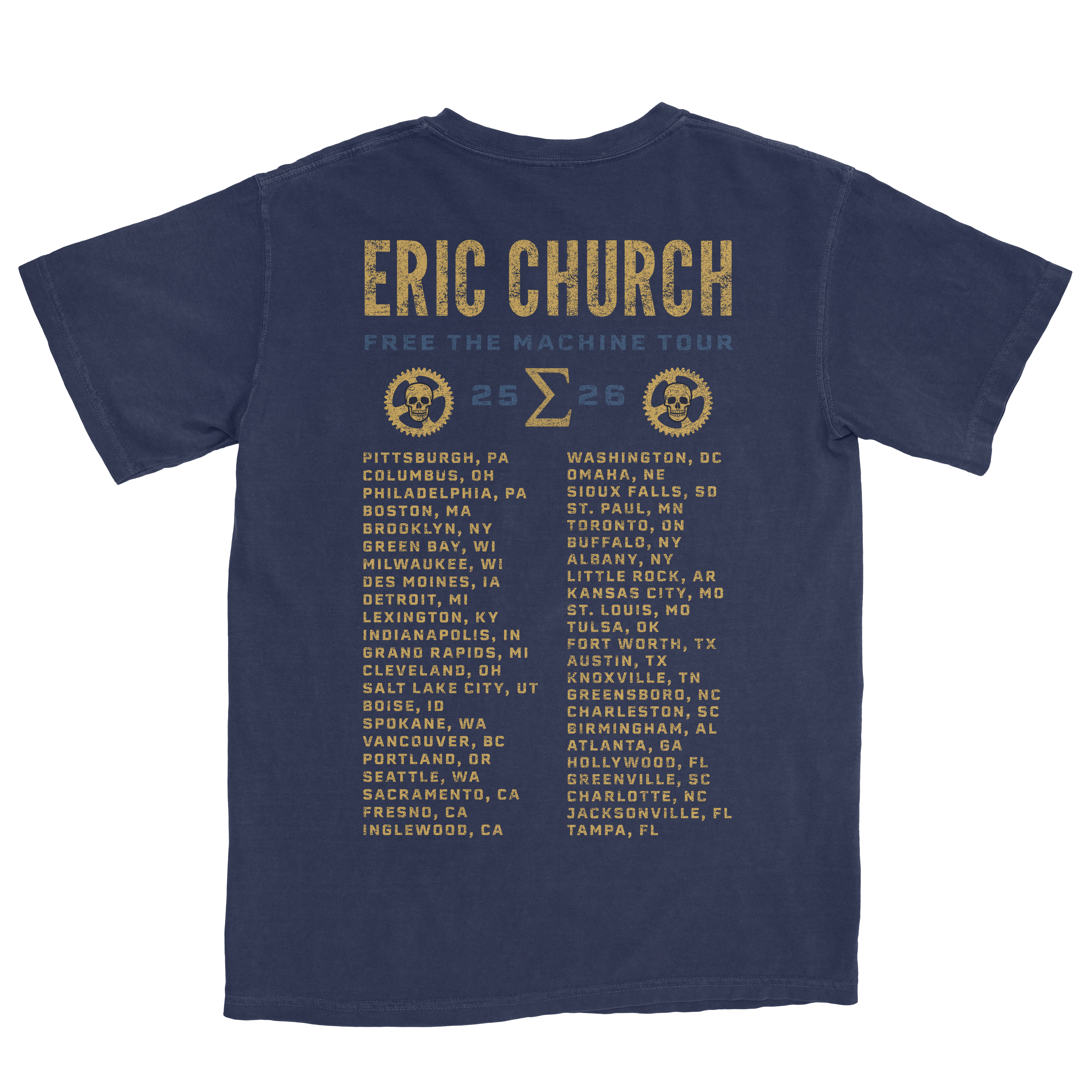 Free The Machine Tour - Navy Skull T-Shirt
