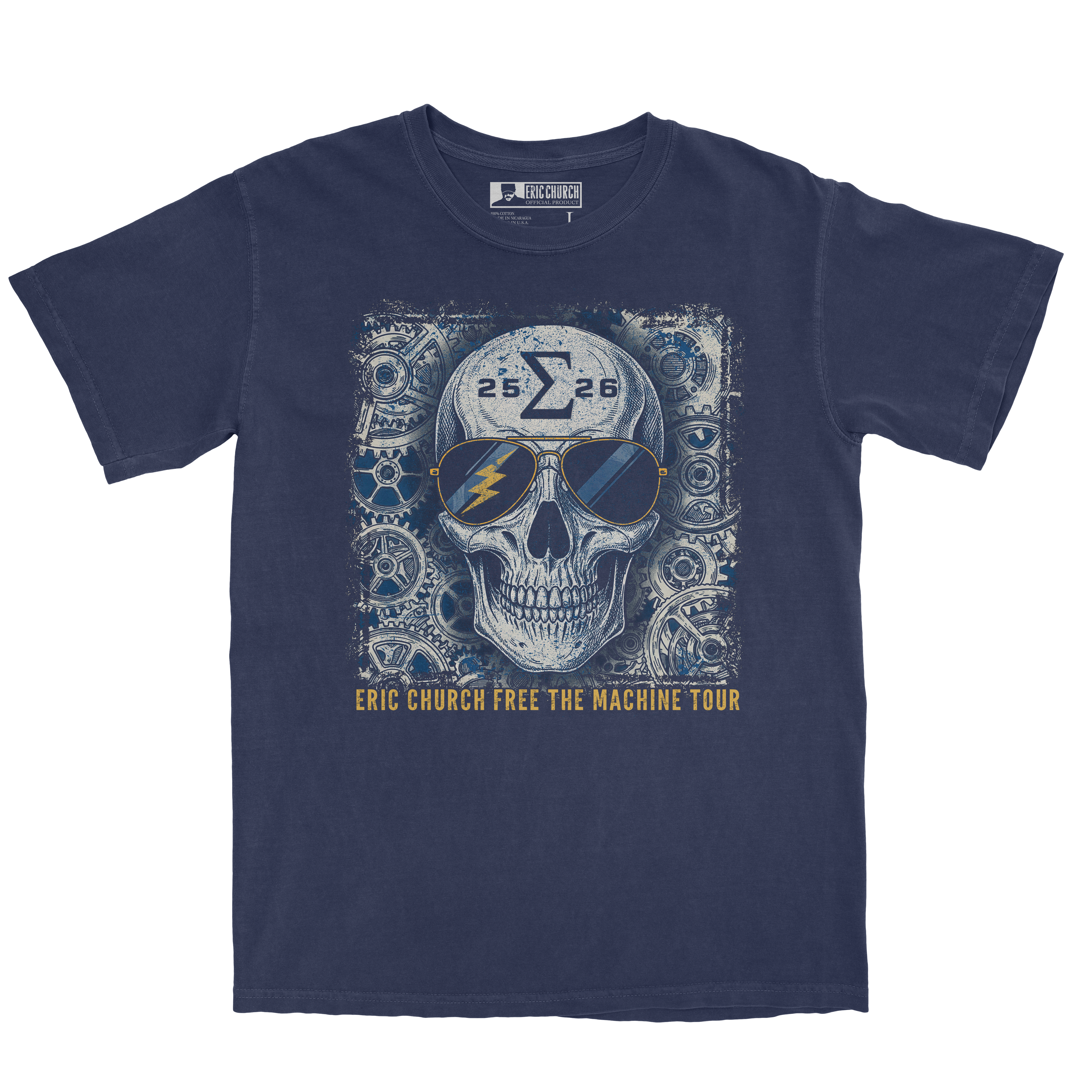Free The Machine Tour - Navy Skull T-Shirt